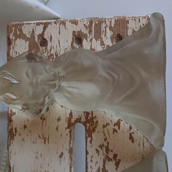 Vintage Viking Glass Praying Boy and Girl Bookends - Picture 10 of 11